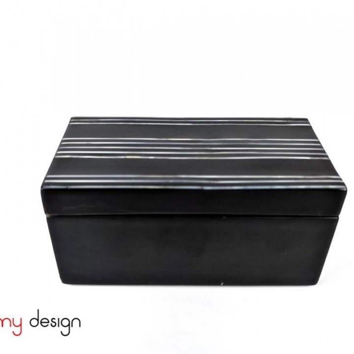 Black rectangular box with mother of pearl lid 7*14*H5cm